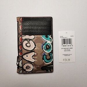NWT Coach x Mint + Serf Zip Card Case CM158 Signature Canvas Graffiti Print